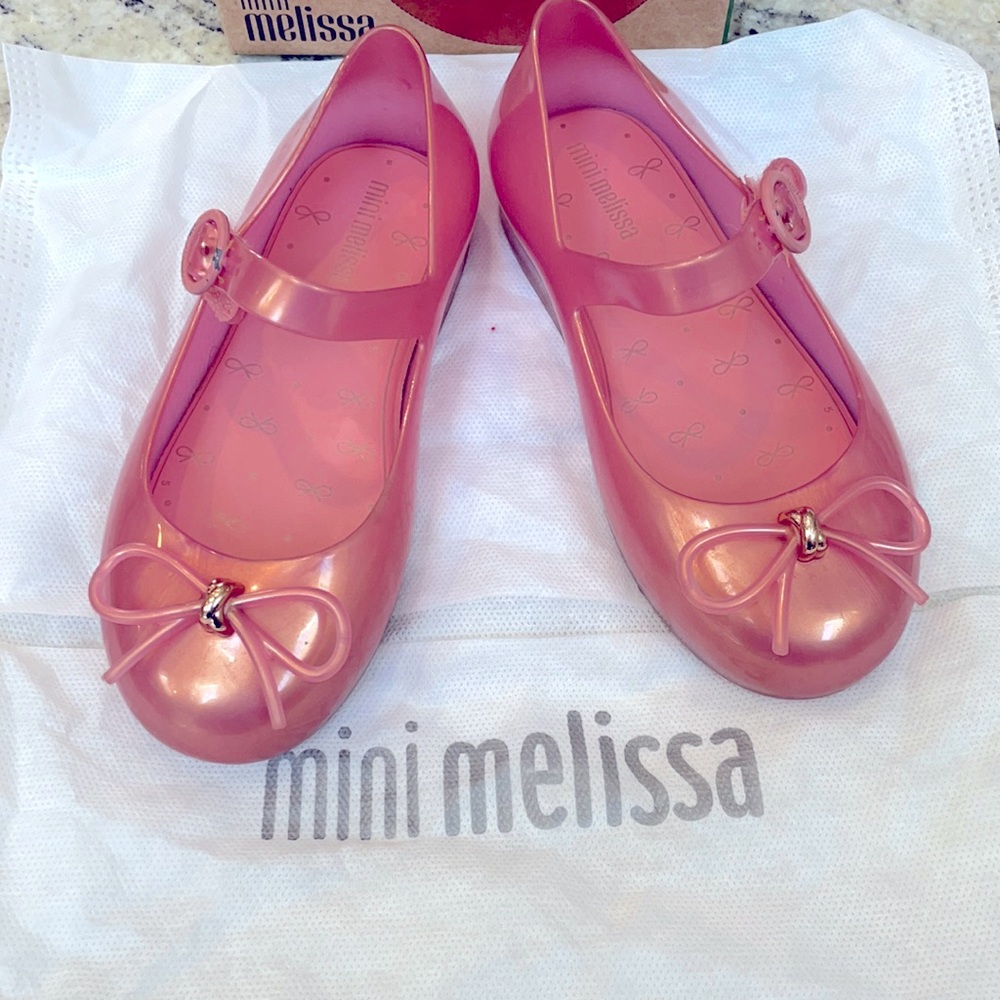 Mini Melissa Sweet Love BB Pink Flower Pearl Maryjane Girls Shoes Size 10